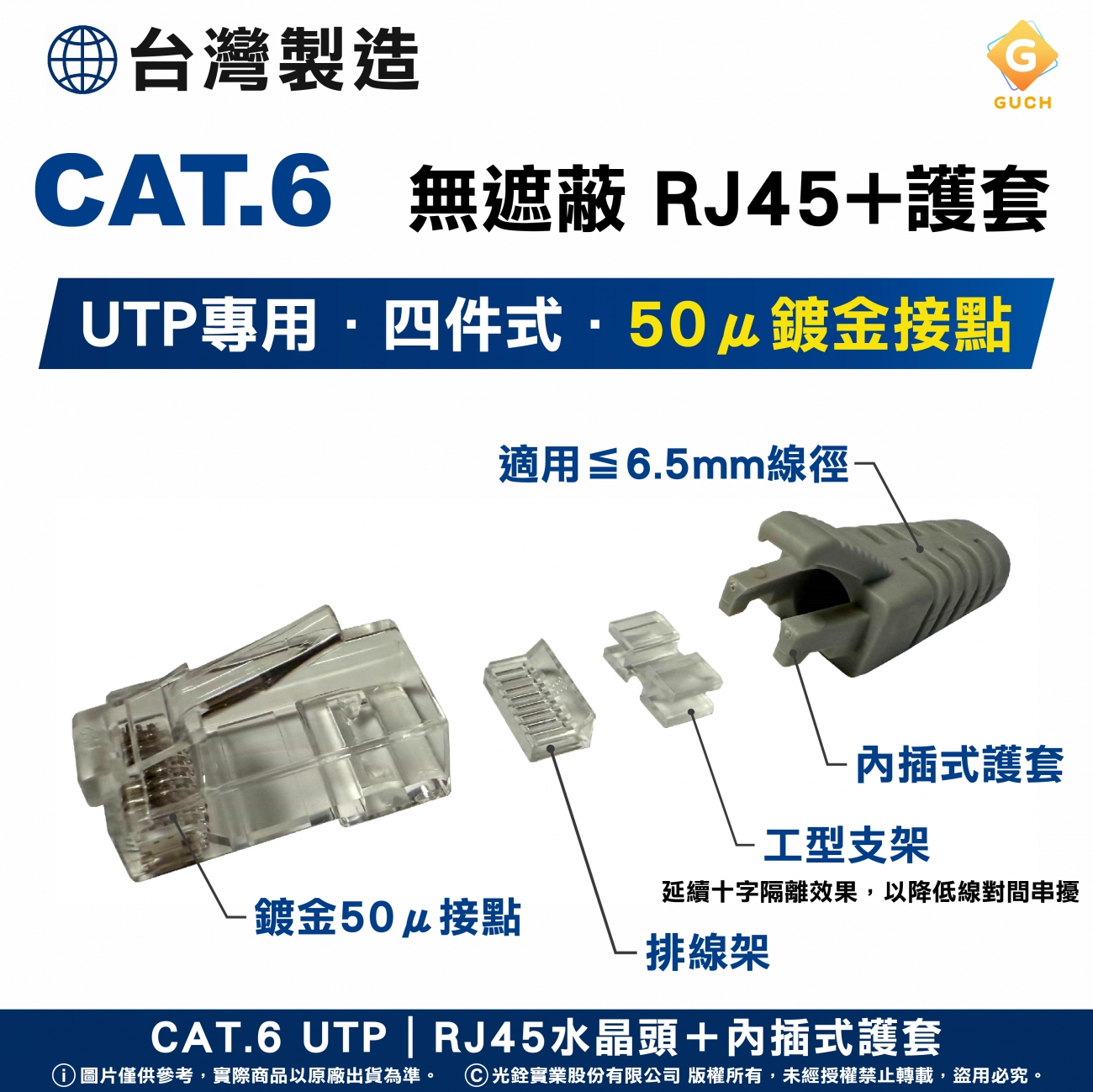 CAT6 UTP RJ45 水晶頭+分線器+工型支架+內插式護套(四件式).jpg